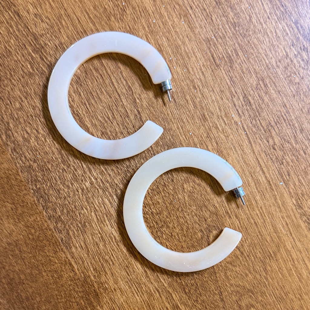 Machete Cream Lucite Hoop Earrings